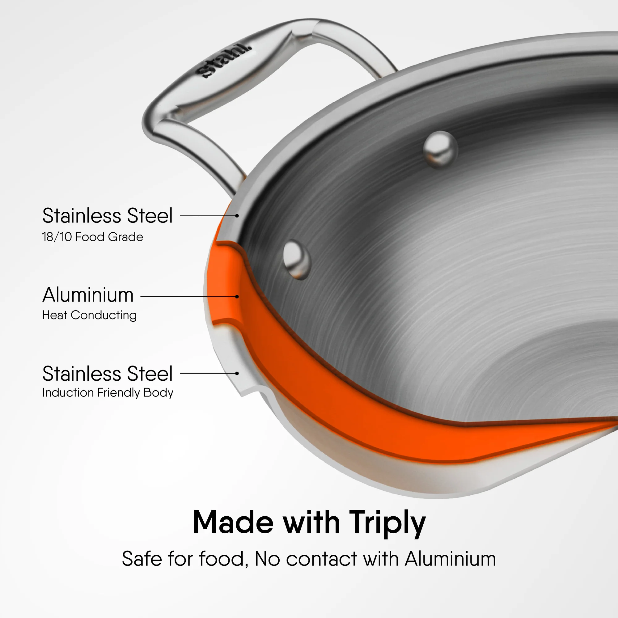 Triply Artisan Stainless Steel Kadhai - Image 5