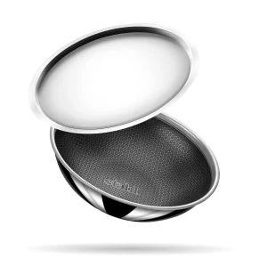 Premium Triply Hybrid Tasla Kadhai with Stainless Steel Lid