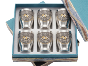 Steel Minakari Glass ( Set of Six)