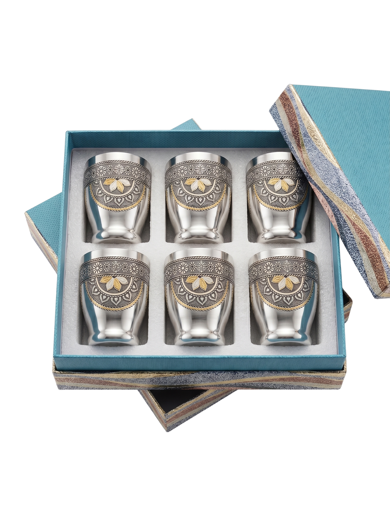 Steel Minakari Glass ( Set of Six)