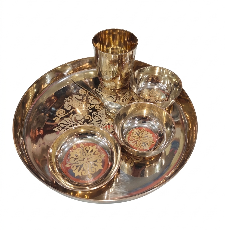 Brass Designer Thali Set